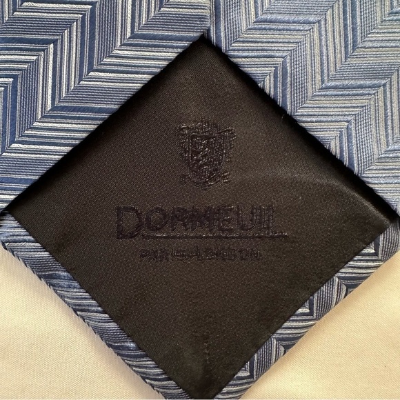 Dormeuil Geometric Repp Blue Tie 100% Silk Handmade in Italy Wide 58” x 4” - Picture 8 of 12